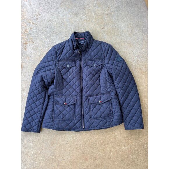 Tommy Hilfiger Quilted Puffer Jacket Navy L C4 - Picture 1 of 5